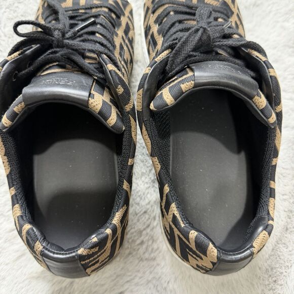 Fendi Men\'s Brown Black FF Logo Perforated Domino Sneakers Size 10 main image 5